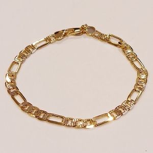 Men's 18kt Gold Plated Figaro Link Bracelet